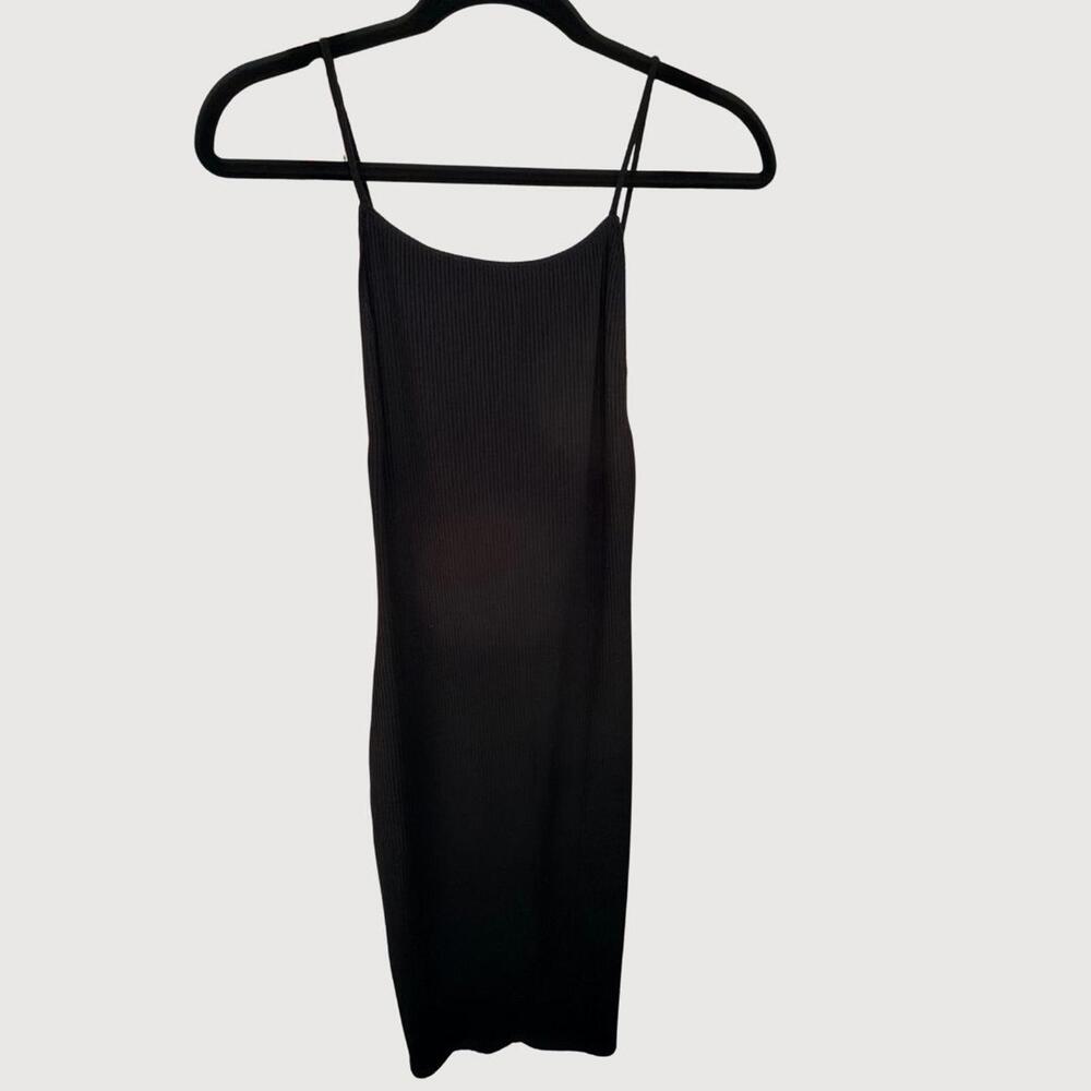 Reformation Ribbed TENCEL Tank Midi Dress Scoop Back Black Size S - Picture 2 of 8